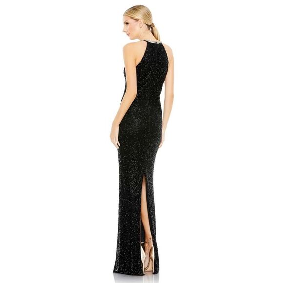 NWT Mac Duggal Beaded Sleeveless High Neck Column Gown w/Rhinestone Collar *READ - Picture 2 of 16